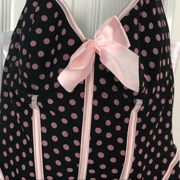 Coquette Polka Dot Halterneck Corset Lingerie - Picture 4 of 10
